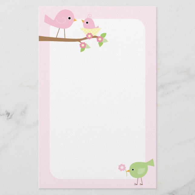 Baby Bird's Nest (pink) Stationery (Front)