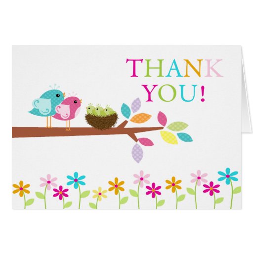 Baby Birds Nest Triplets Thank You Note Card | Zazzle