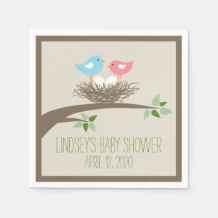 Baby Bird's Nest   Twins Baby Shower Paper Napkins