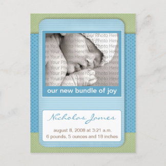 Baby Birth Announcement Blue Polka Dots