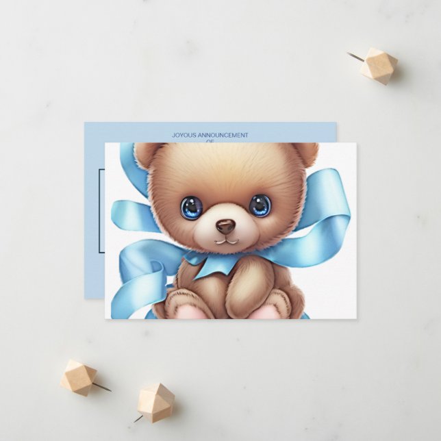 Baby Birth Announcement Card | Add 3 Photos  (Front/Back In Situ)