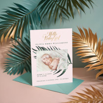 Baby Birth Announcement Card | Tropical Palm Leaf