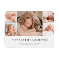 Baby Birth Announcement Elegant Photo Magnet