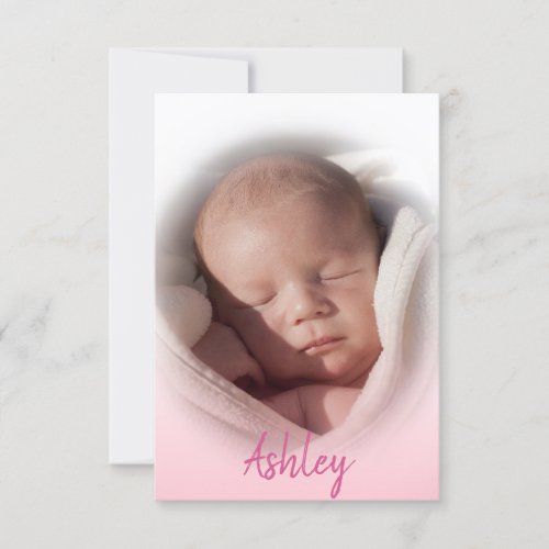 Baby Birth Announcement Girl Pink  PHOTO