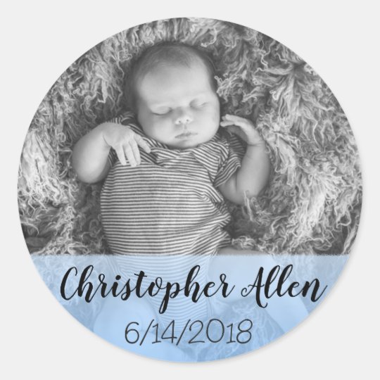 Baby Birth Announcement Personalized Photo Sticker