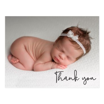 Baby Birth Announcement Thank You Modern Script Postcard Baby Birth Announcement Thank You Modern Script Postcard