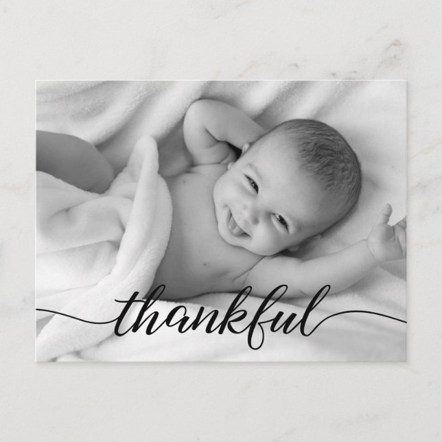 Baby Birth Announcement Thankful custom photo (Front)