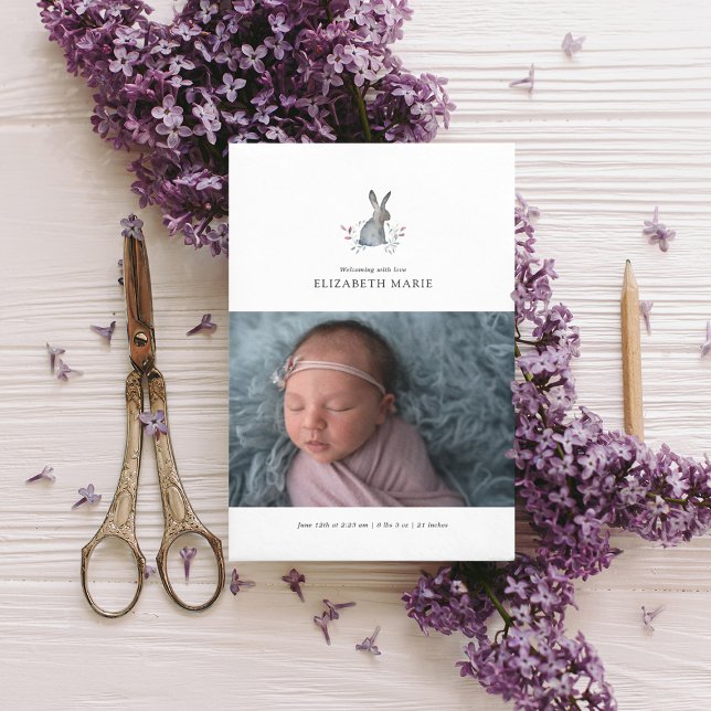 BABY BIRTH ANNOUNCEMENT | Watercolor Bunny (Creator Uploaded)