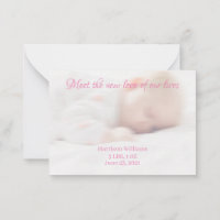 Baby Birth Custom photo Name Announcement card