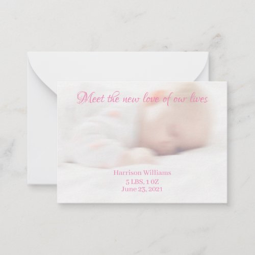 Baby Birth Custom photo Name Announcement card