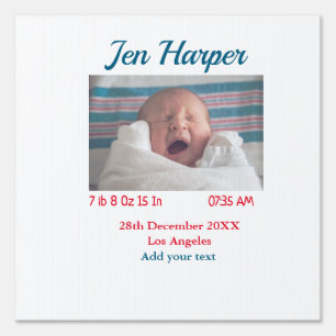 Baby birth stats add name place date keepsake memo sign