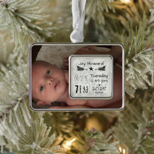 Baby Birth Stats Birth Record 1st Christmas Photo Christmas Ornament