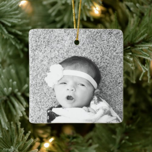 Baby Birth Stats Birth Record Christmas Photo Ceramic Ornament