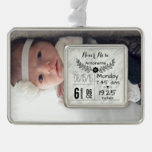 Baby Birth Stats Birth Record Christmas Photo Christmas Ornament