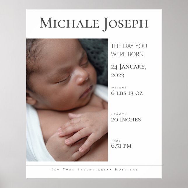 Baby Birth Stats | Birth Stats Sign | Newborn (Front)