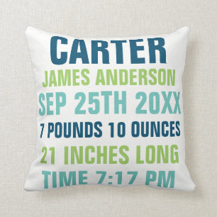 Baby Birth Stats custom Pillow