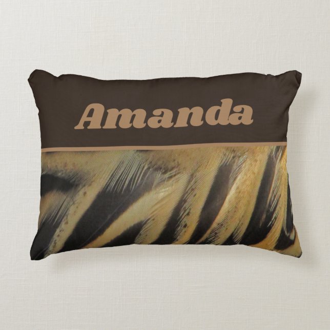 Baby Birth Stats Memento Golden Duck Feather Accent Pillow (Front)