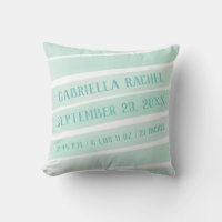 Baby Birth Stats Mint Green and Aqua Chic Stripe