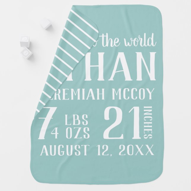 Baby Birth Stats Nursery Boy Blanket (In Situ)