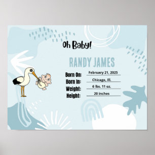 Baby Birth Stats Nursery Wall Art