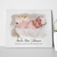 Baby Birth Stats Photo Newborn Keepsake Nursery 