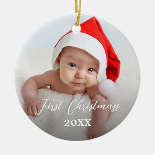 Baby Birth Stats Record First Christmas Photo Cera Ceramic Ornament