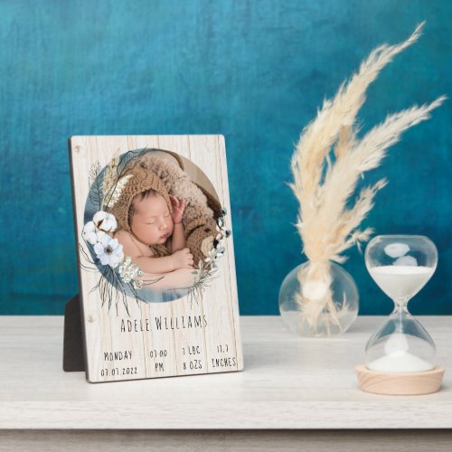 Baby Birth Stats with Photo Plaque