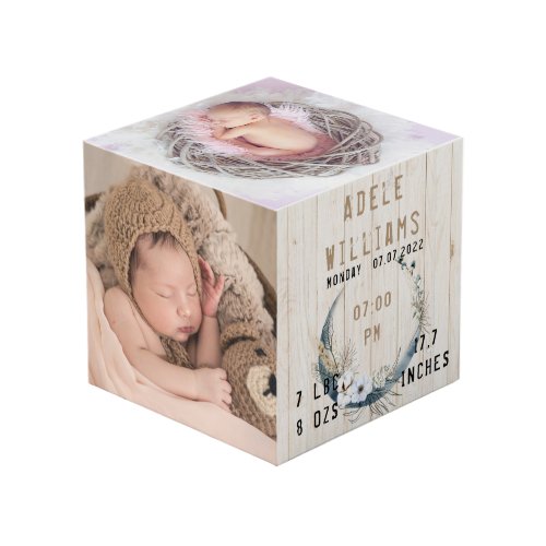 Baby Birth Stats with Photo Plaque Cube
