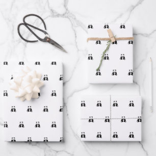 Baby birthday black panda clean simple wrapping pa paper sheets