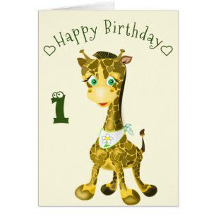Baby Birthday Card Baby Giraffe - Personalized