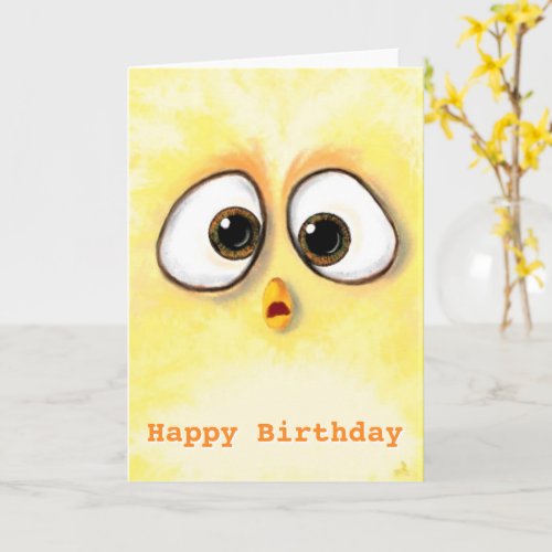 Baby Birthday Card Chicken with Big Eyes