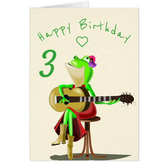 Baby Birthday Card Frog Playing Guitar Personalize (Front)