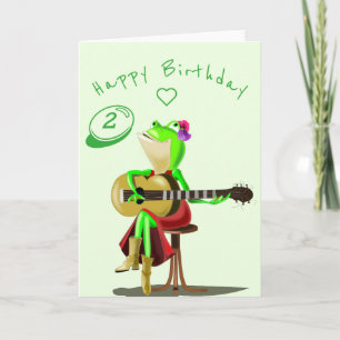 Baby Birthday Card Guitar Player Frog Personalized
