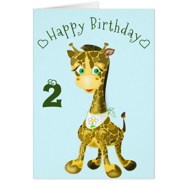 Baby Birthday Card Happy Baby Giraffe - Your Text (Front)