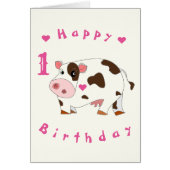 Baby Birthday Card Happy Cow - Personalized (Front)