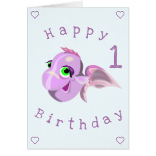 Baby Birthday Card Happy Fish - Personalized