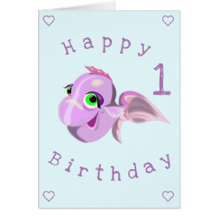 Baby Birthday Card Happy Fish - Personalized