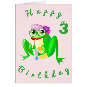 Baby Birthday Card Happy Frog - Personalized