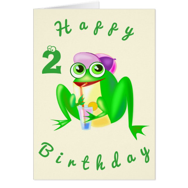 Baby Birthday Card Happy Party Frog - Personalized (Front)