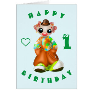 Baby Birthday Card Little Clown - Personalized