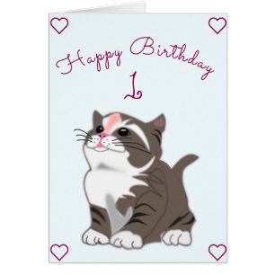 Baby Birthday Card Little Kitten - Add Years