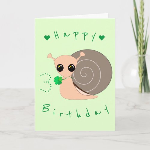 Baby Birthday Card Lucky Snail _ Customizable