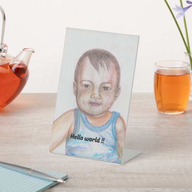 Baby birthday pedestal sign (In SItu)