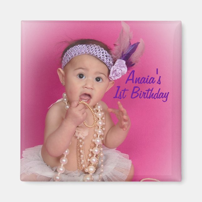 Baby Birthday Photo Magnet (Front)