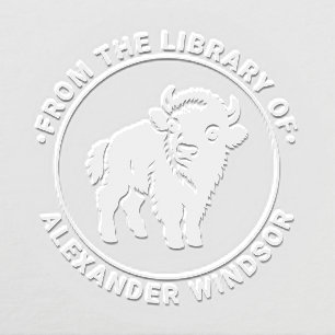 Baby Bison Standing Library Book Name #2 Embosser