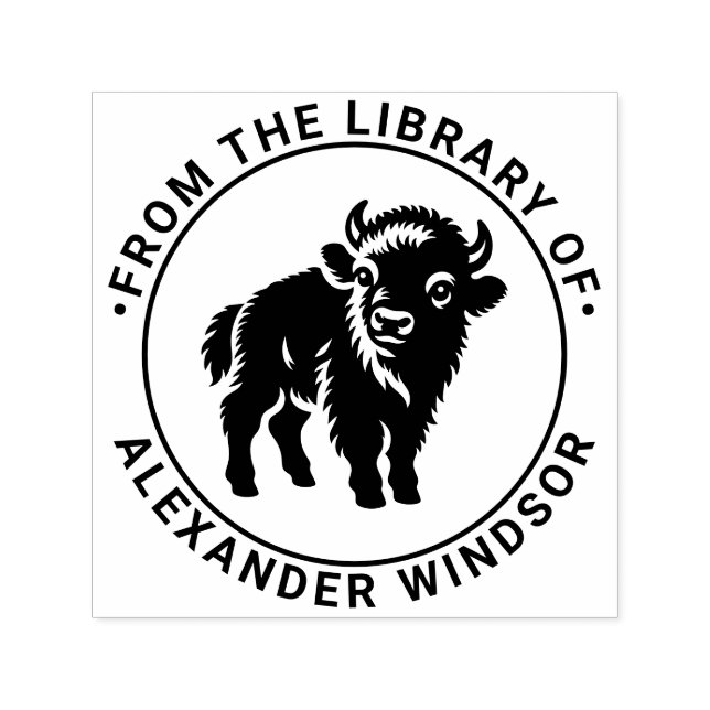 Baby Bison Standing Library Book Name #2 Self-inking Stamp (Design)