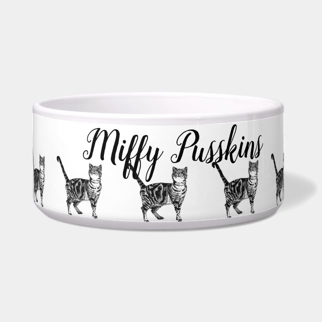 Baby Black White Tabby cat Cats Whimsical Art Bowl (Front)