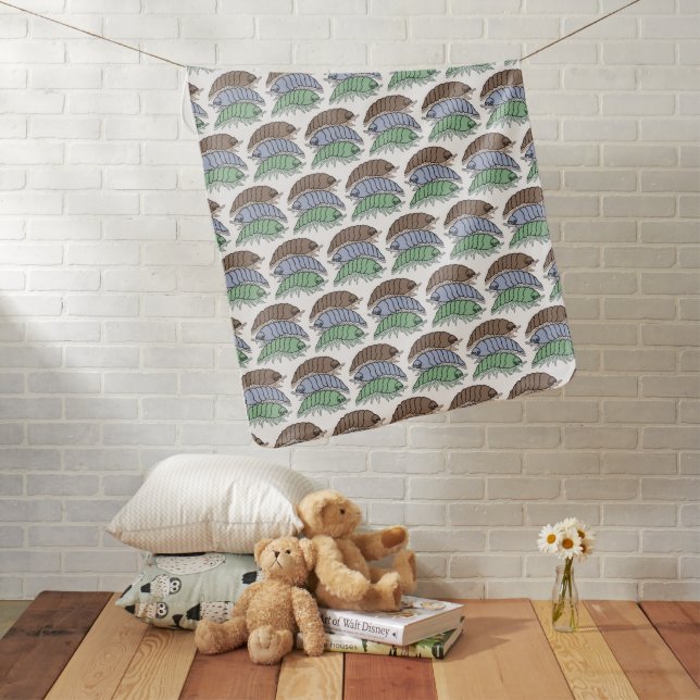 Baby Blanket - 3 Pill Bugs (white) (In Situ)