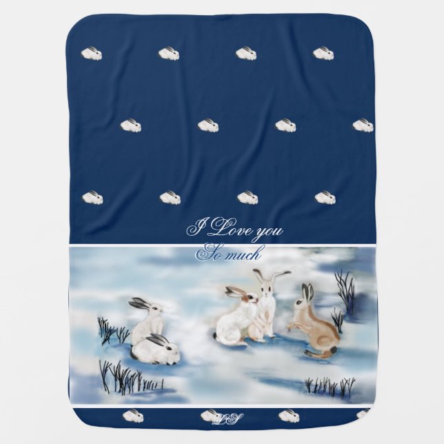 Baby Blanket adorable little rabbits  (Front)