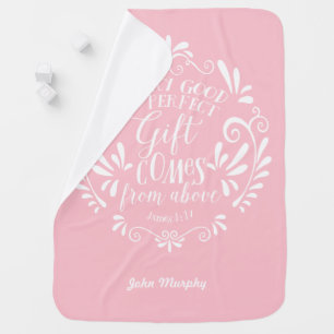 Baby Blanket, Bible Verse, Pink Swaddle Baby Blanket